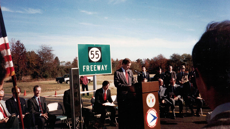 New Jersey Governor, Tom Kane speaking at the opening of Route 55